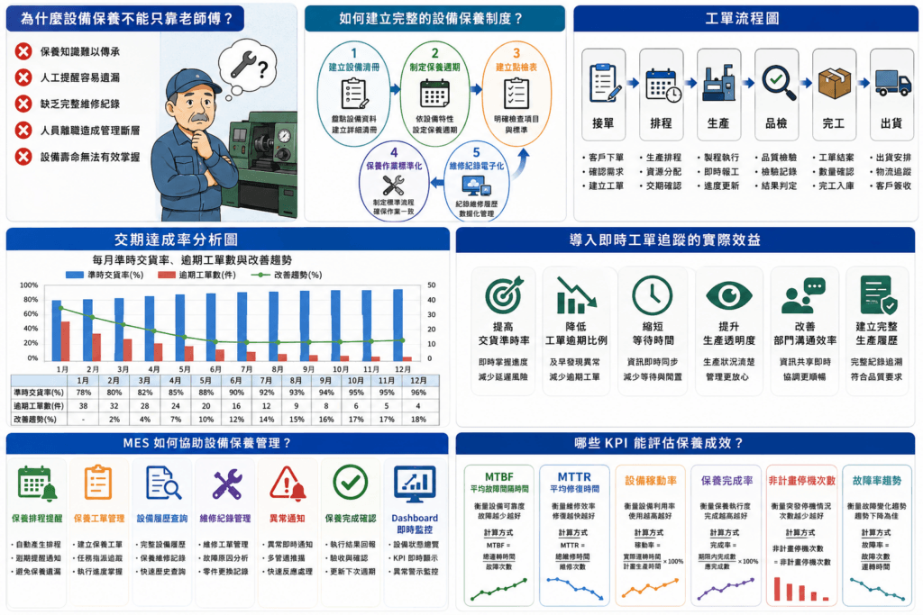 設備保養與 MES 管理資訊圖表