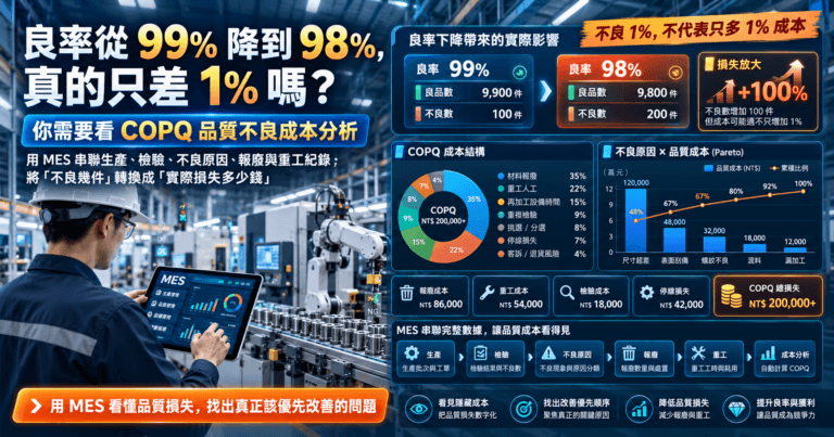 MES 品質成本分析儀表板