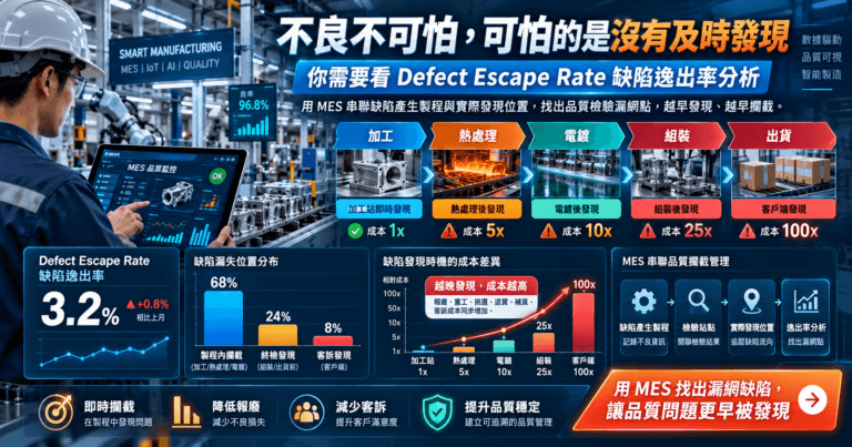 MES Defect Escape Rate 缺陷逸出率分析儀表板
