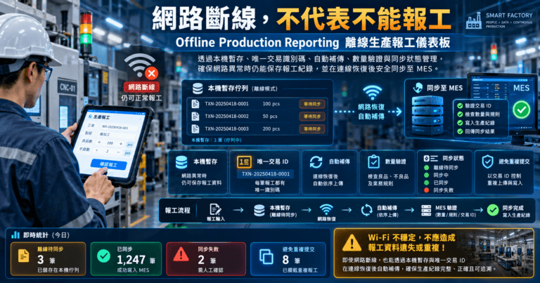 MES Offline Production Reporting 離線生產報工管理儀表板